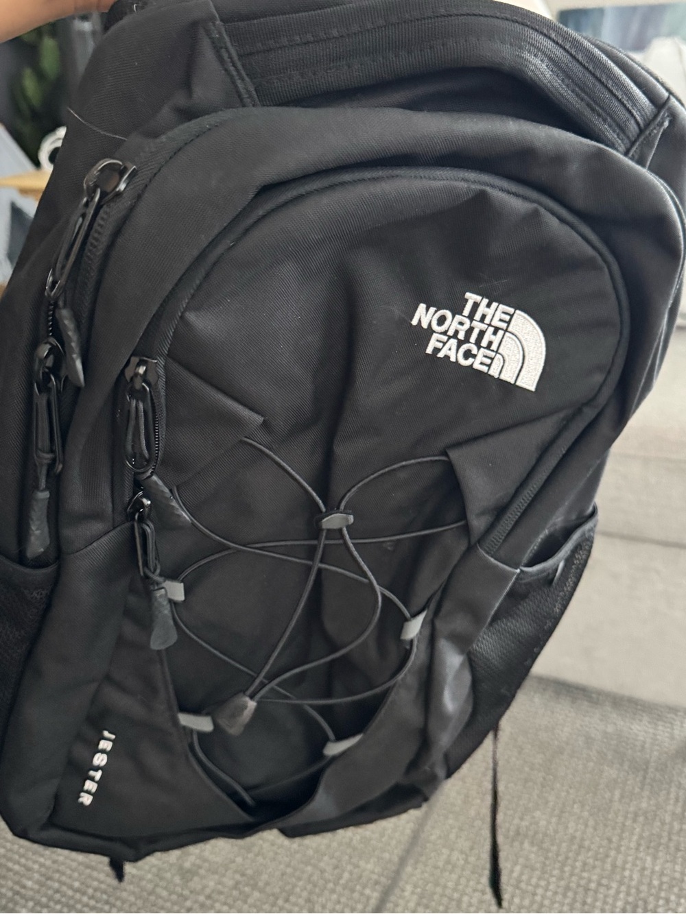The North Face Black Jester-Style Backpack with External Bungee